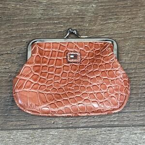 Vintage Small Tommy Hilfiger Coin Purse Faux Reptile Kisslock Closure